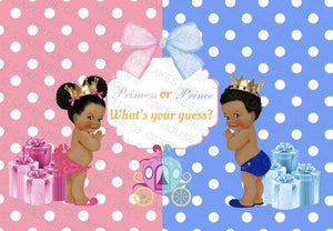 GENDER REVEAL BABY SHOWER PRINCESS/PRINCE EDIBLE A4 CAKE TOPPER DECORATION
