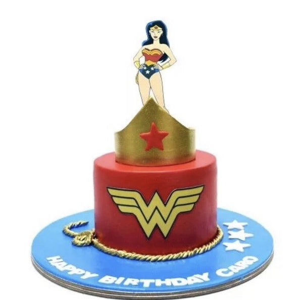 Wonder Woman PRE CUT 4” Edible Icing Logo Birthday Cake Topper Decorations