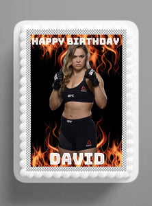 UFC RONDA ROUSEY INSPIRED PERSONALISED EDIBLE A4 ICING BIRTHDAY CAKE TOPPER