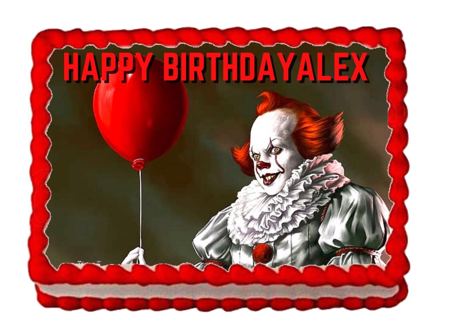 It Pennywise Red Ballon A4 Edible Icing Birthday Cake Topper Decoration