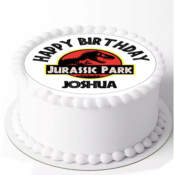 JURASSIC PARK PERSONALISED EDIBLE ICING 8 INCH PRE-CUT CAKE TOPPER