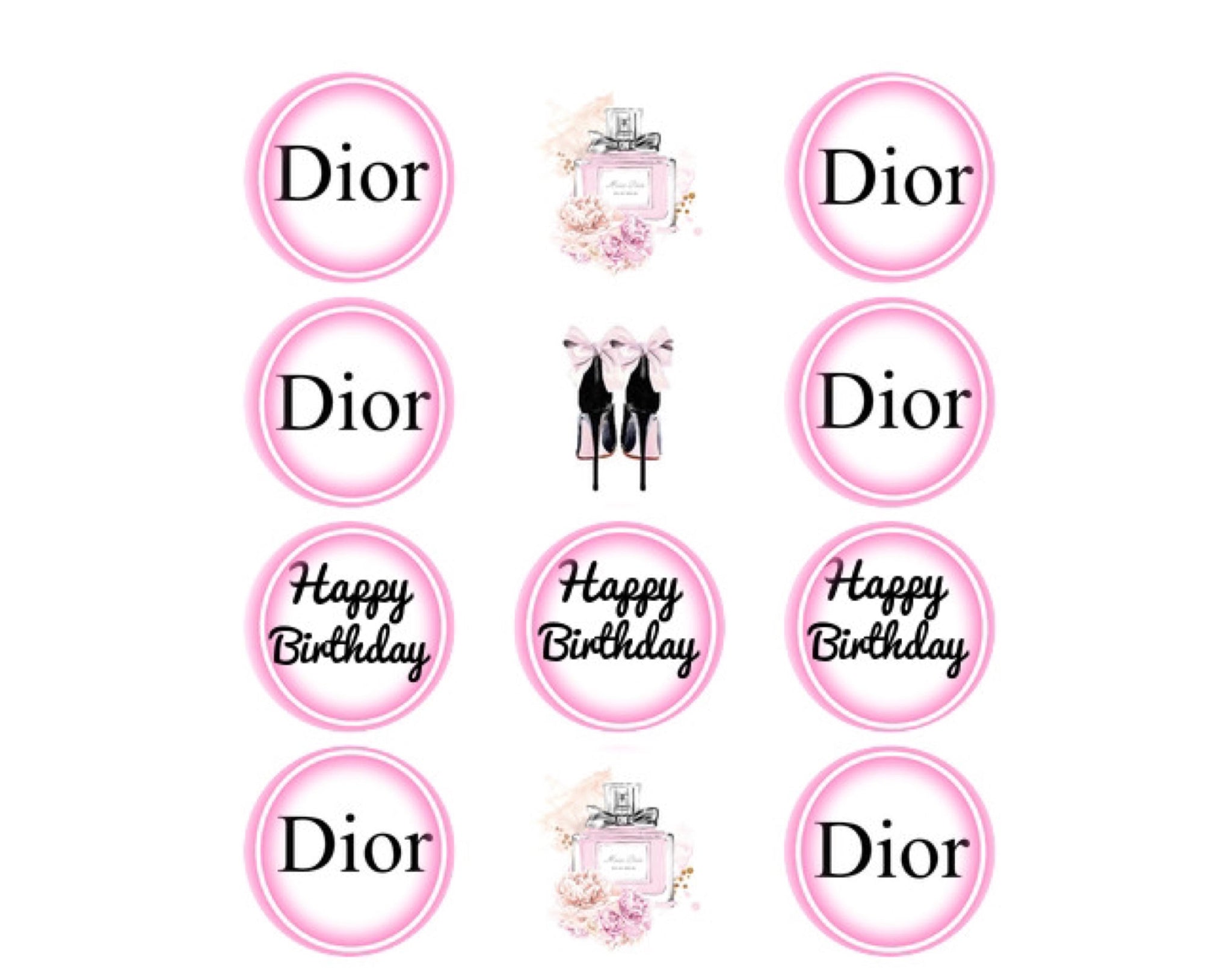 12 PRE CUT Pink CD Inspired EDIBLE Cupcake Toppers