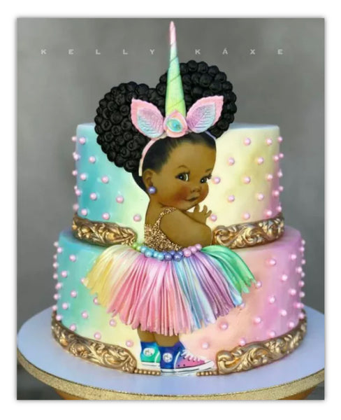 Afro Puffs Baby Edible Icing PRE-CUT Cake Topper