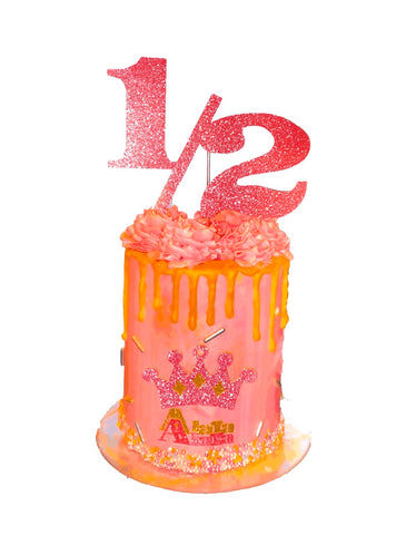 Half “1/2” Birthday Glitter Cardstock Cake Topper