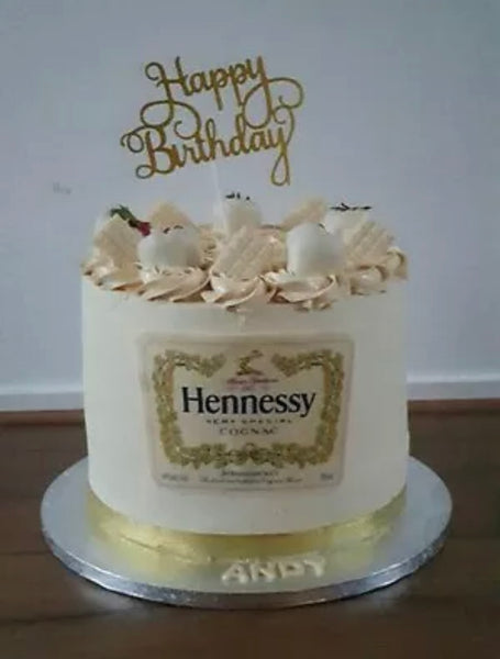 Personalised Hennessy Label EDIBLE Icing Cake Topper