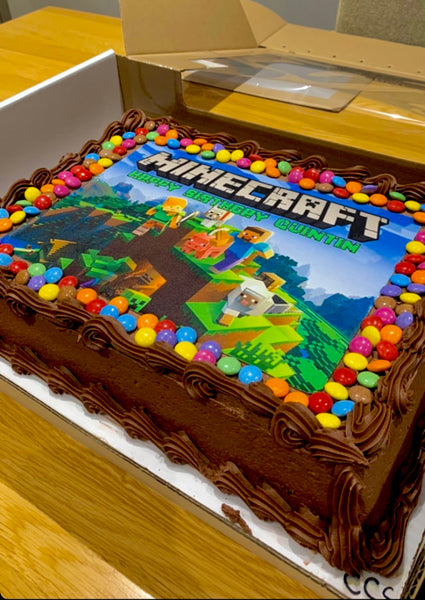 PERSONALISED Minecraft EDIBLE A4 Icing Sheet Birthday Cake Topper