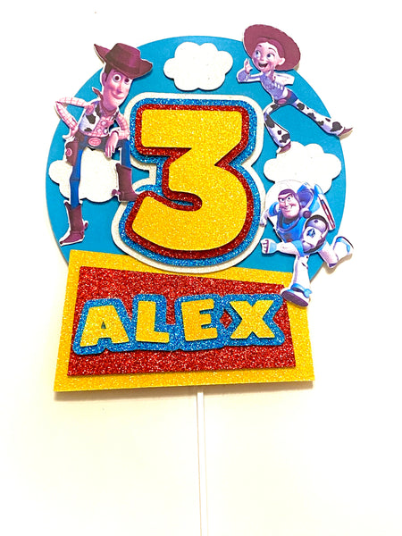 Personalised Toy Story 3D Glitter Card Cake Topper