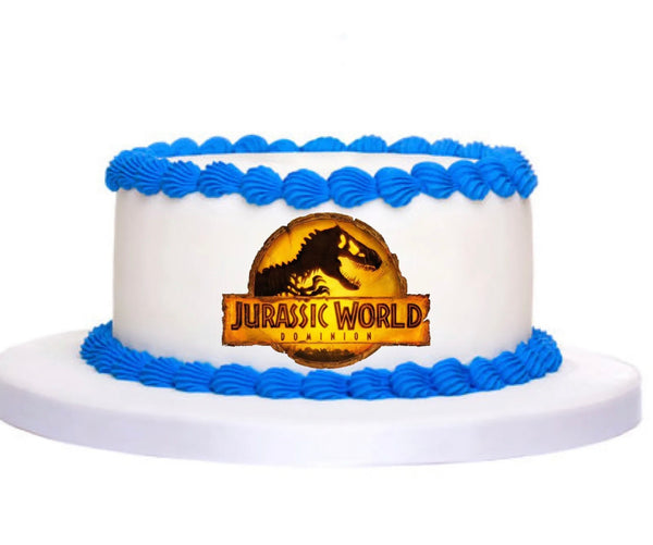 Jurassic World Dominion PRE CUT 5 INCH Edible Icing Logo Cake Topper Decorations Birthday