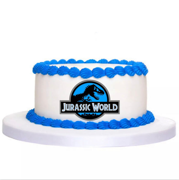 Jurassic World PRE CUT 5 INCH Edible Icing Logo Cake Topper Decorations Birthday