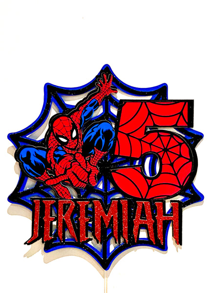 Personalised Spider-Man 3D Glitter Card Cake Topper