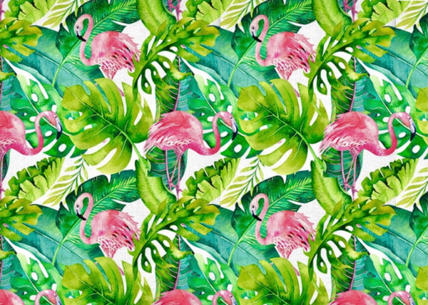 Pink Flamingo Tropical Leaves A4 Edible Icing Sheet