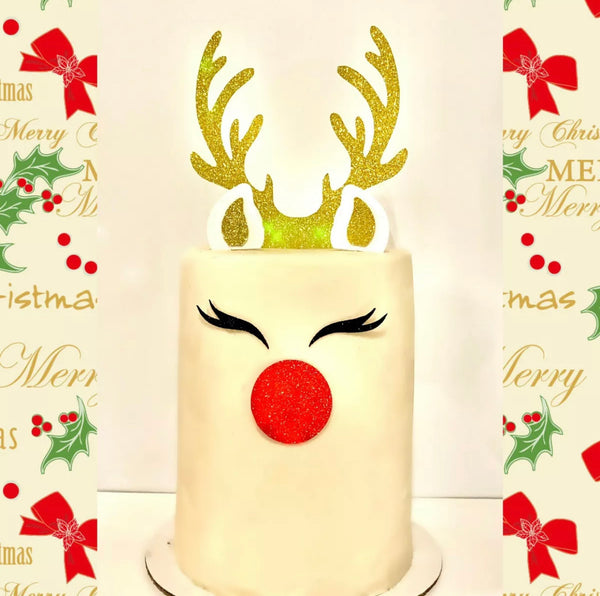 Reindeer Antler Cake Decor Kit Topper Glitter Cake Topper